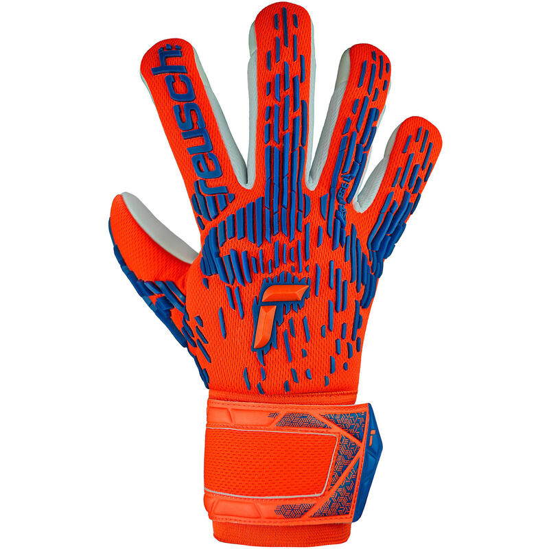 Guantes de portero fútbol niño Reusch Attrakt Freegel Silver, deep orange