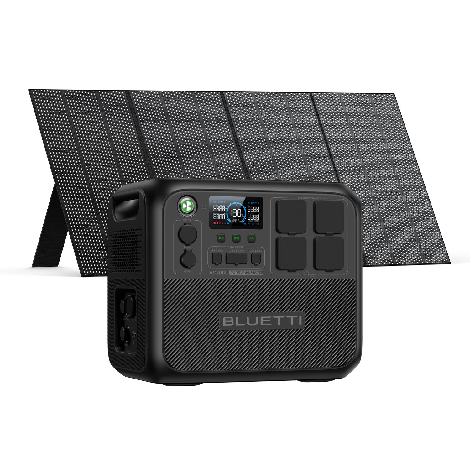 BLUETTI BLUETTI AC200L+PV350 2048Wh Solar Generator 2400W AC Outlets for Camping