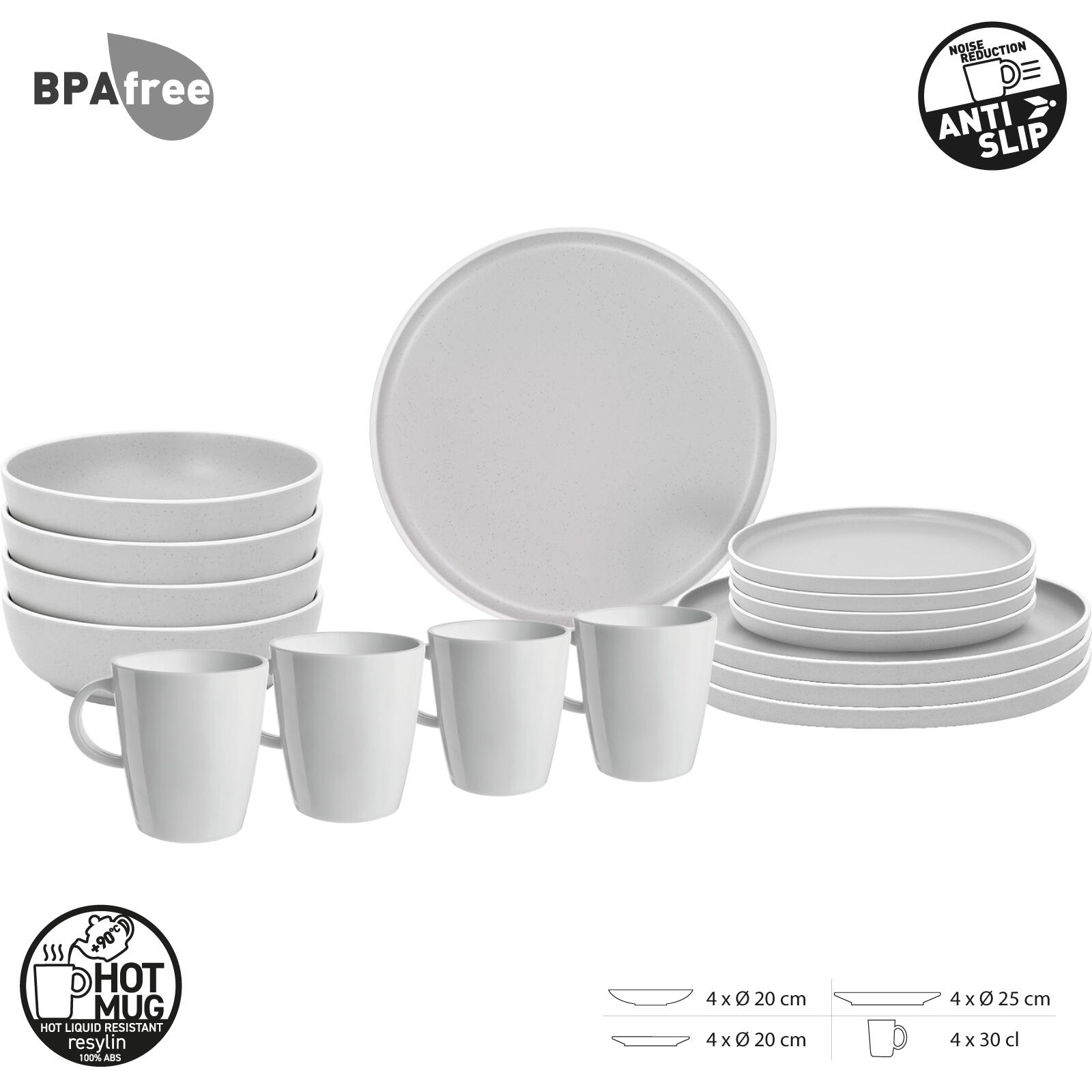 Melamine servies Set Lunch Box Dolomit Stone Touch Camping Borden 16st 2/5