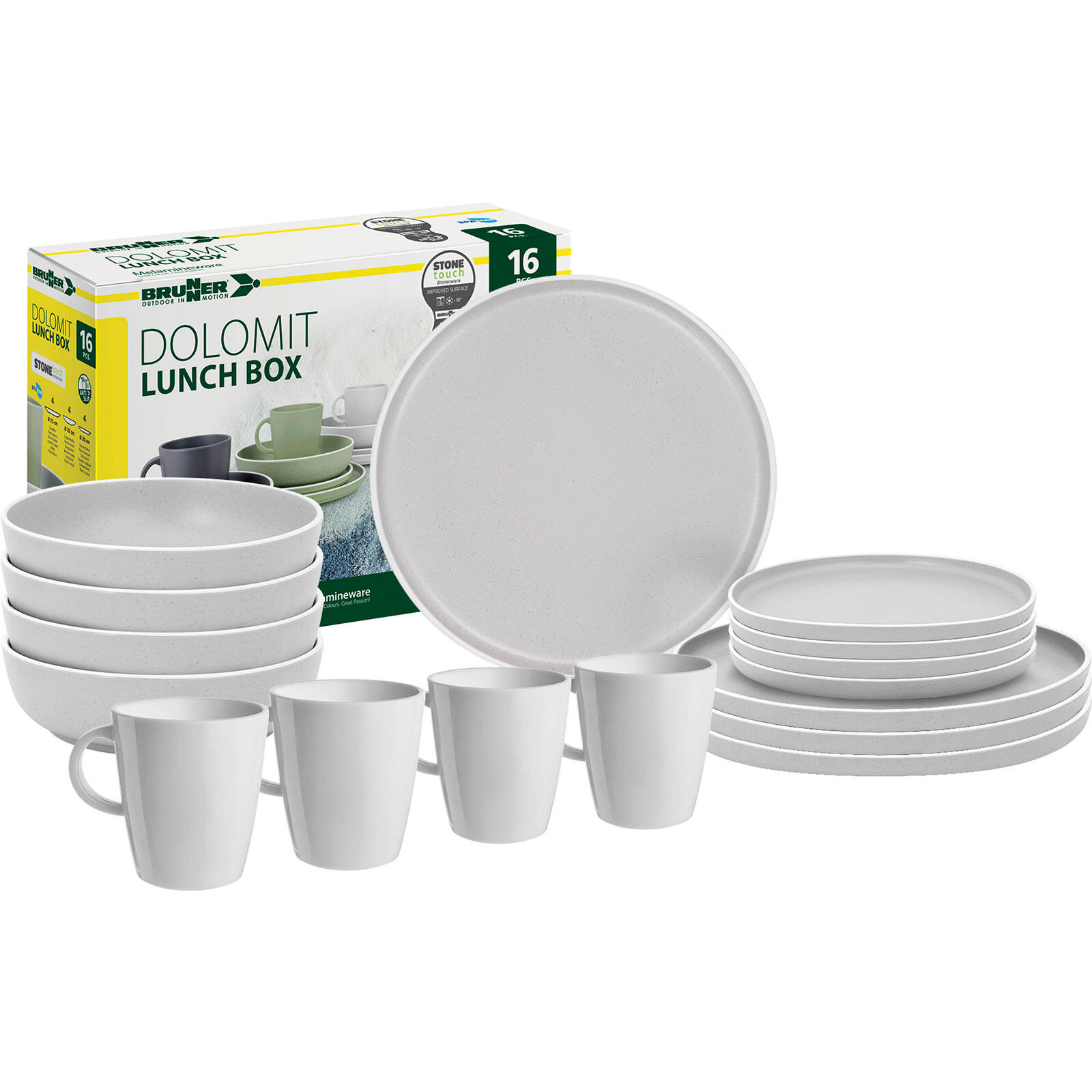 Melamine servies Set Lunch Box Dolomit Stone Touch Camping Borden 16st 3/5
