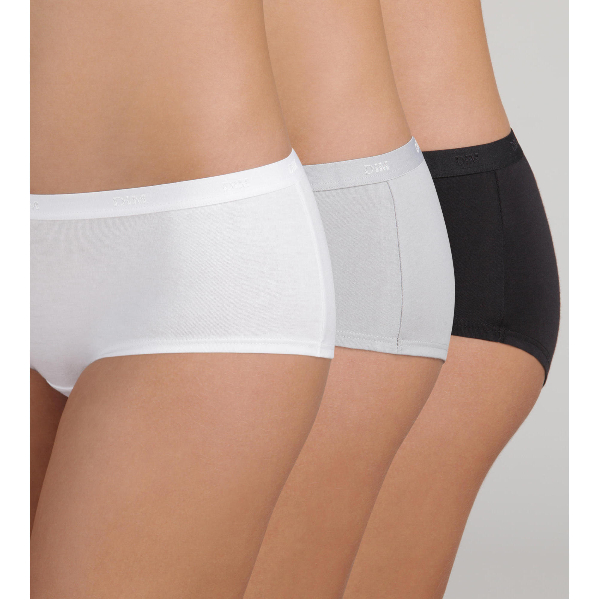 Dim - Lot De 3 Boxers Femme Coton Les Pockets - Caleçon - Blanc|gris|noir - 40 M - Decathlon