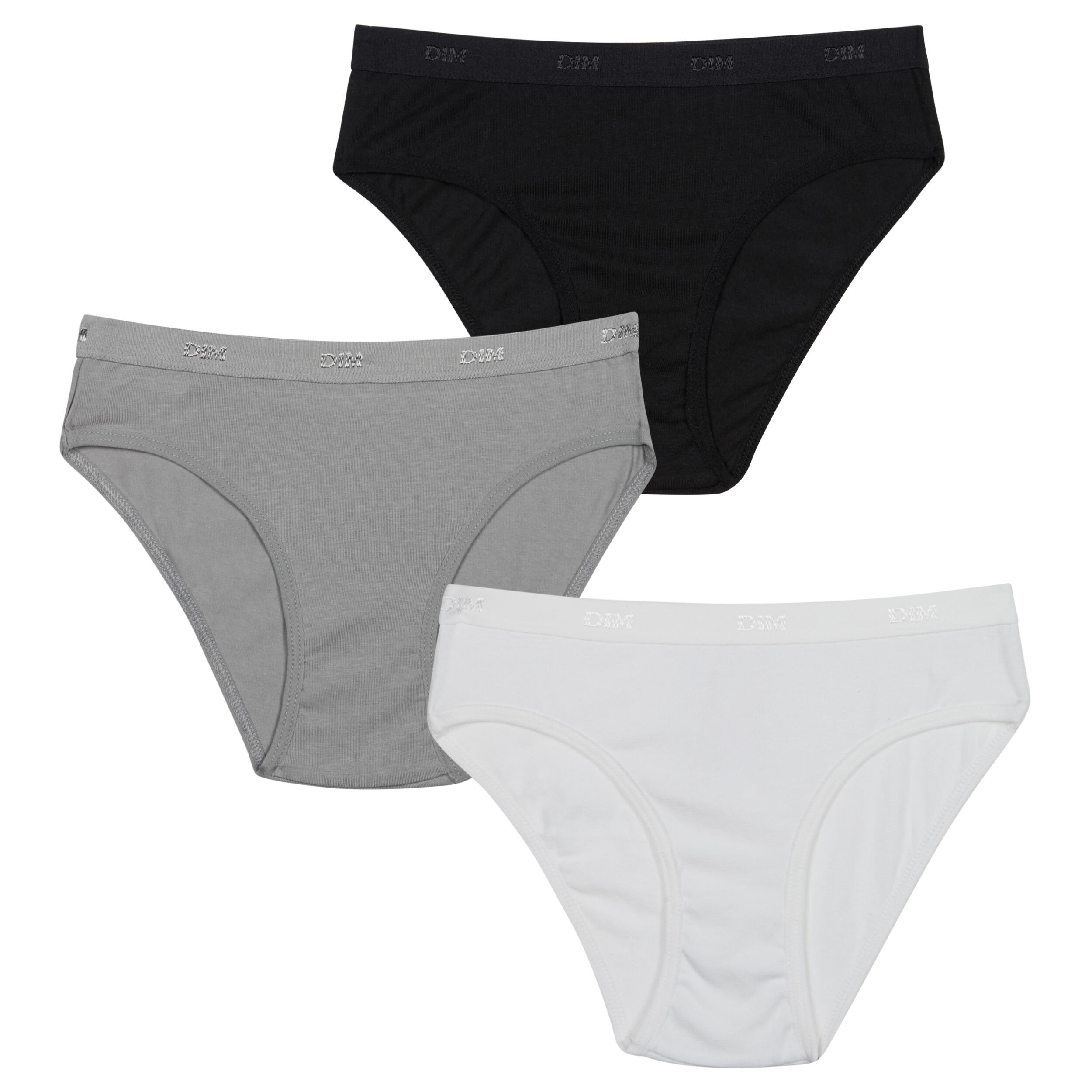 Dim - Lot De 3 Culottes Enfant Pockets Ecodim - Culotte - Blanc|gris|noir - 10 À 12 Ans - Decathlon