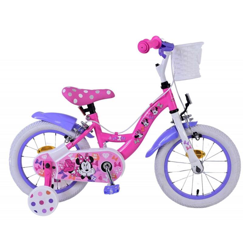 VOLARE BICYCLES Vélo enfant Disney Minnie, 14 pouces, sans frein à rétropédalage