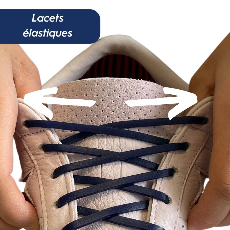 Lacets élastiques enfants baskets/sneakers - silicone - bleu fonce