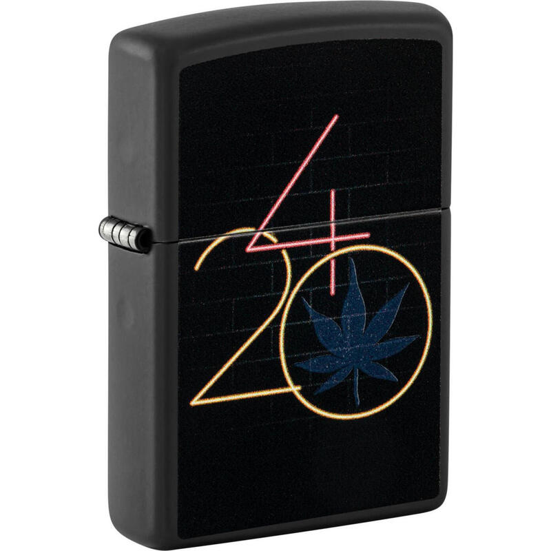 ZIPPO Benzinfeuerzeug Modell "420" in schwarz mit Schwarzlichtfarbe