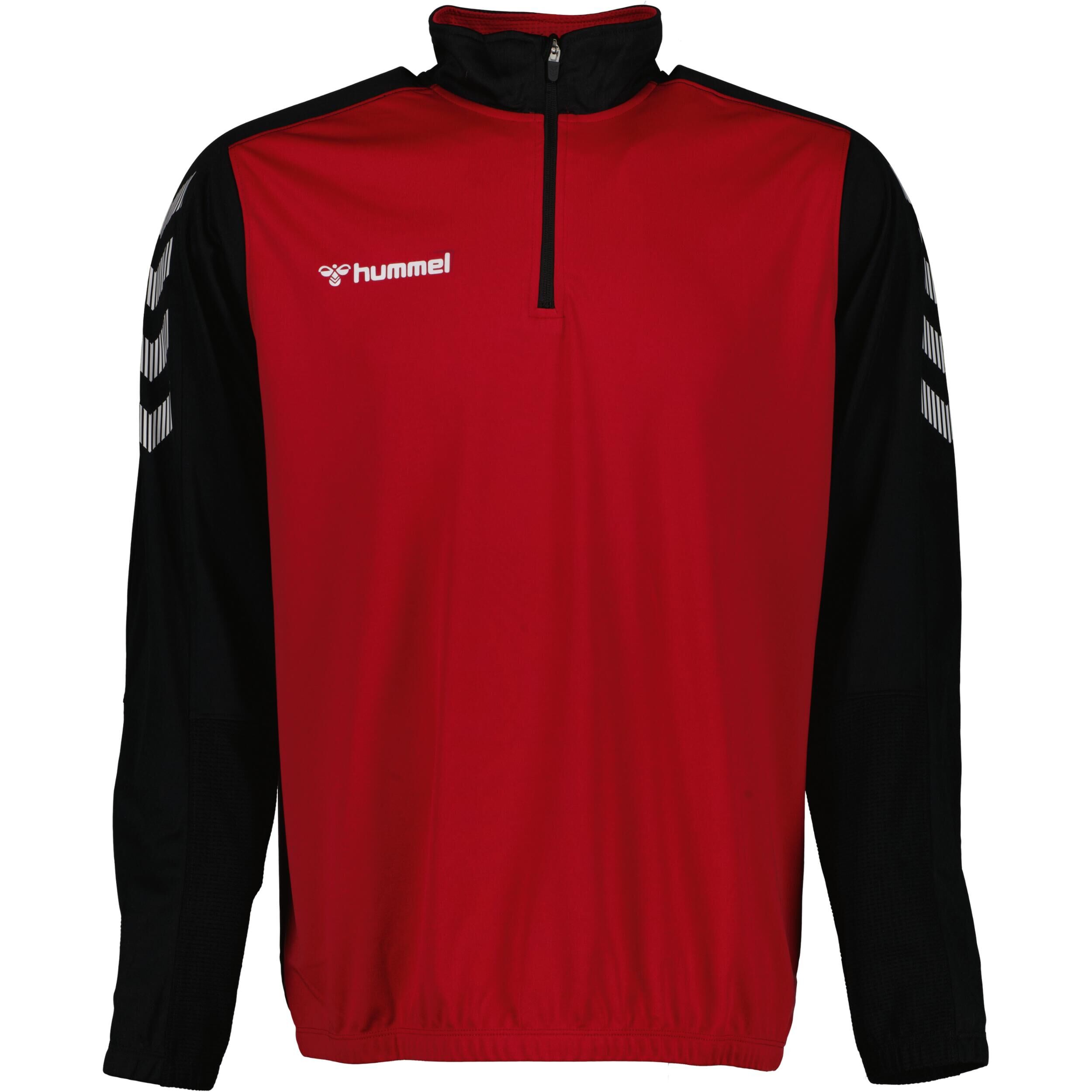 HUMMEL Half zip sweat for men, great for football, in true red/black