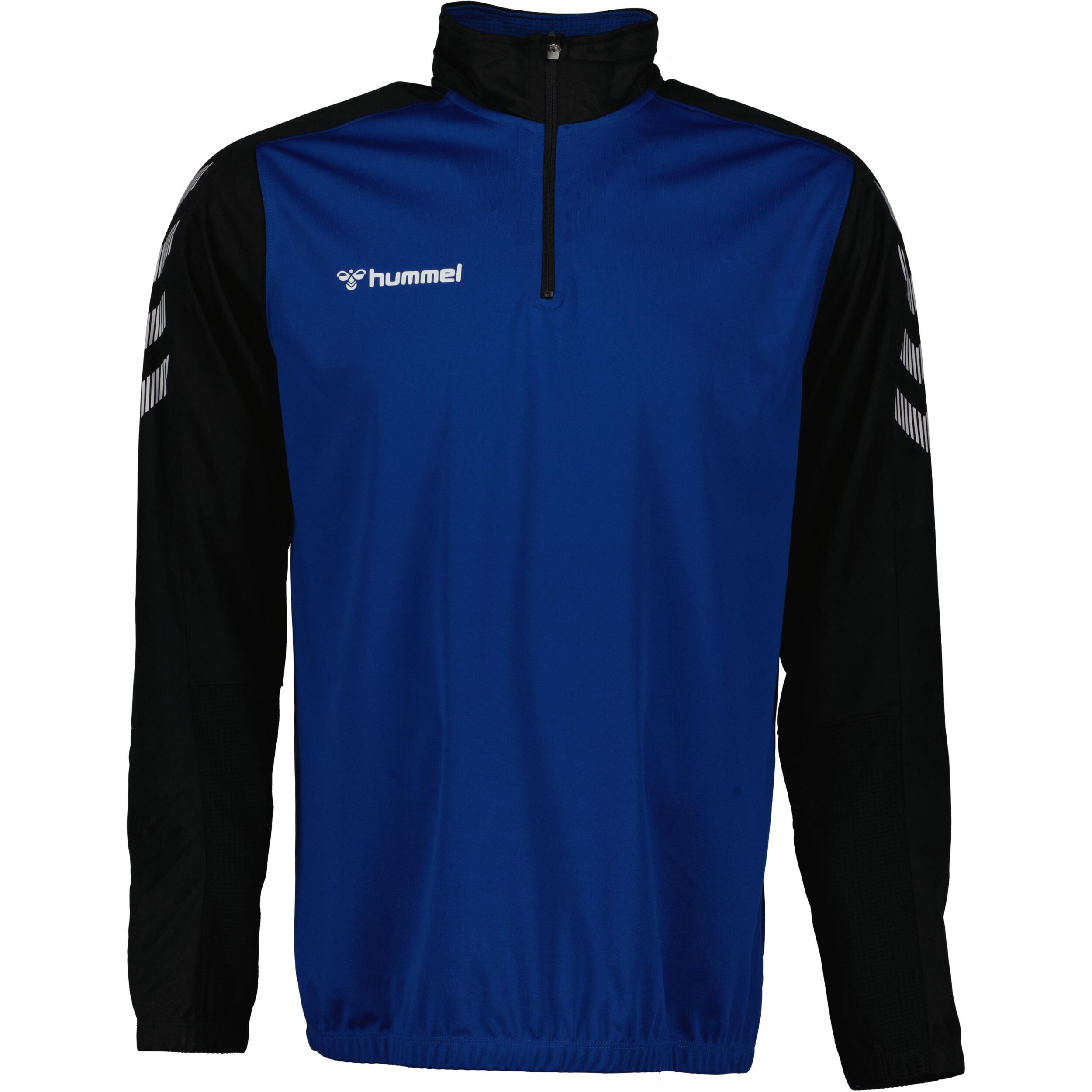 Half zip sweat for kids, great for football, in true blue/black 1/3