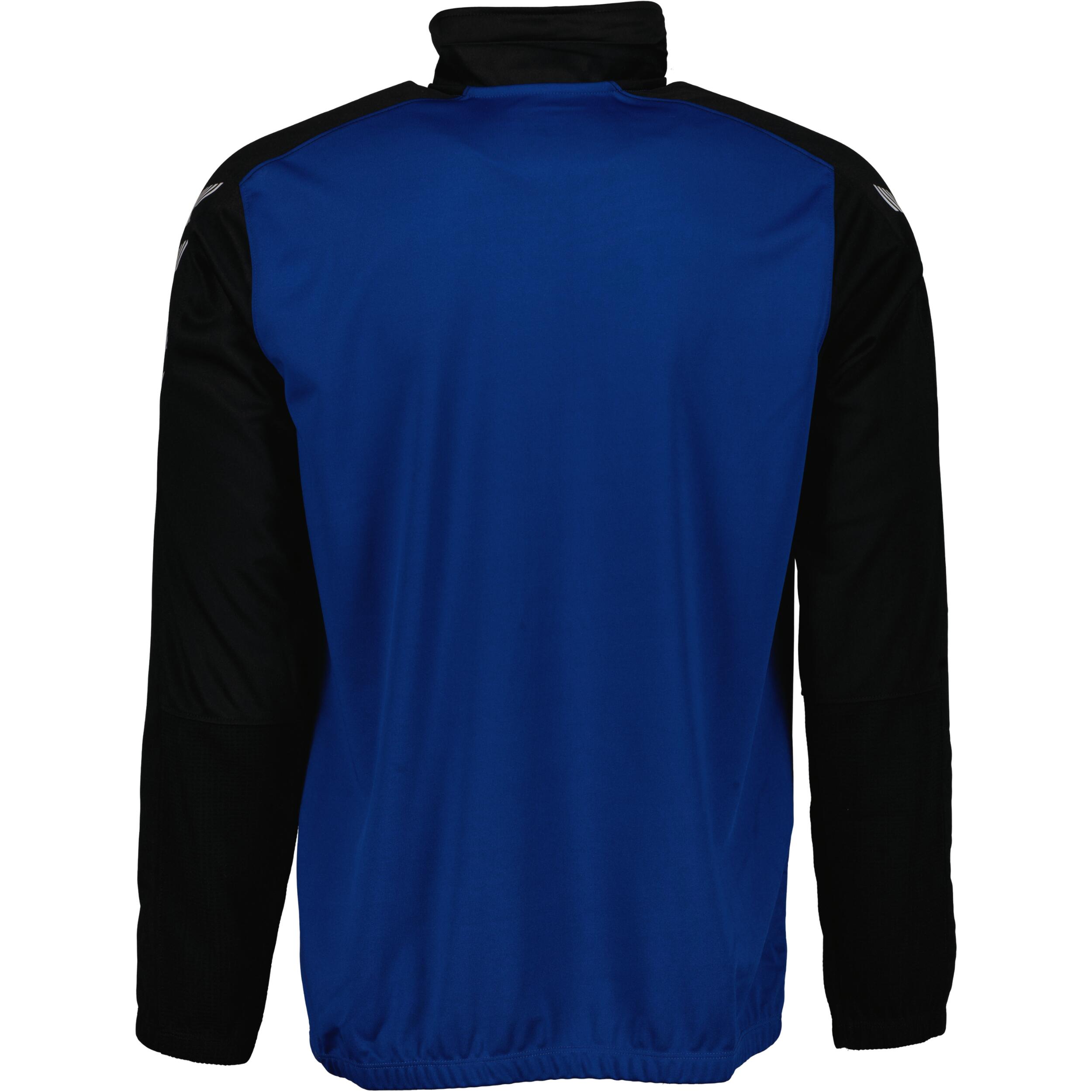 Half zip sweat for men, great for football, in true blue/black 2/3