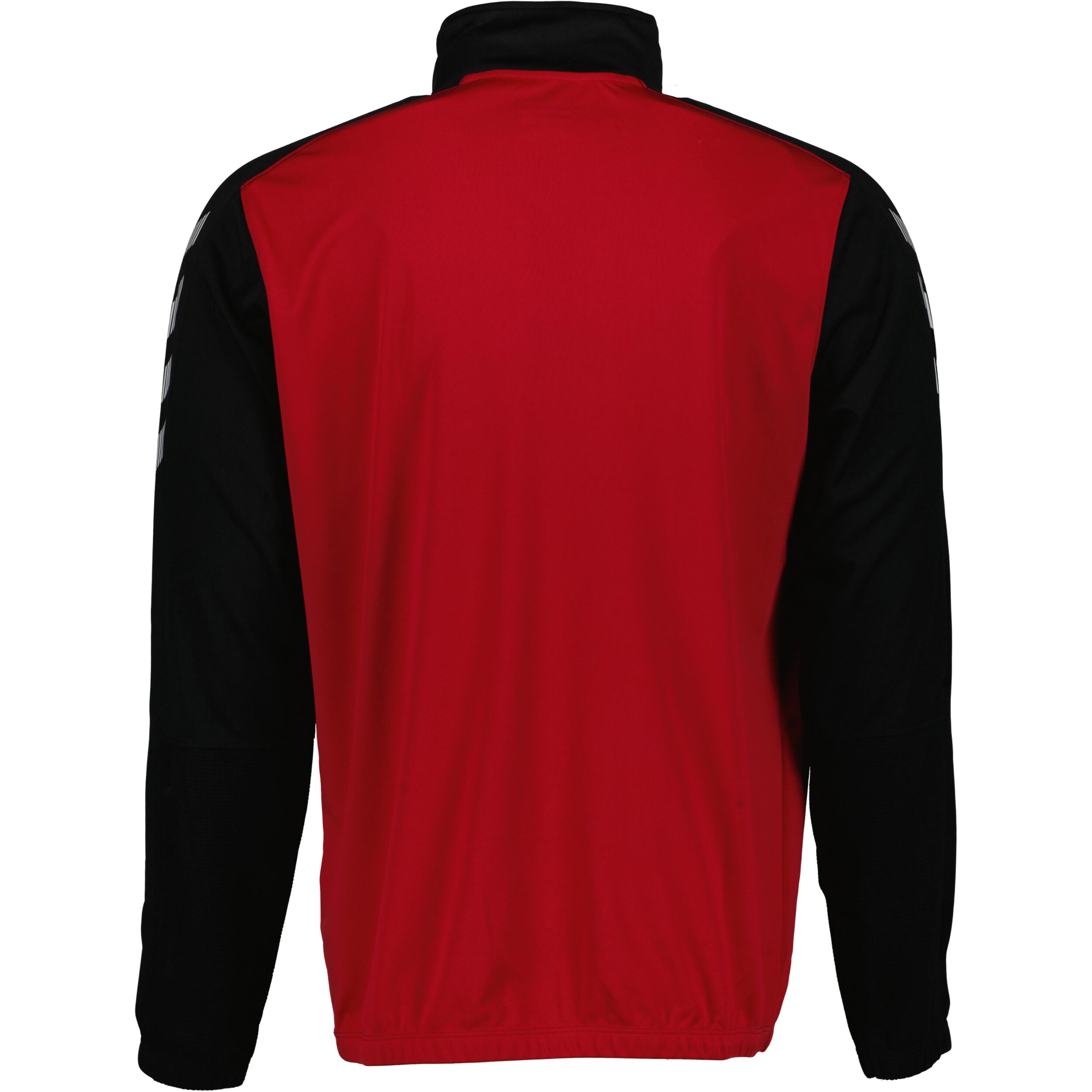 Half zip sweat for men, great for football, in true red/black 2/3