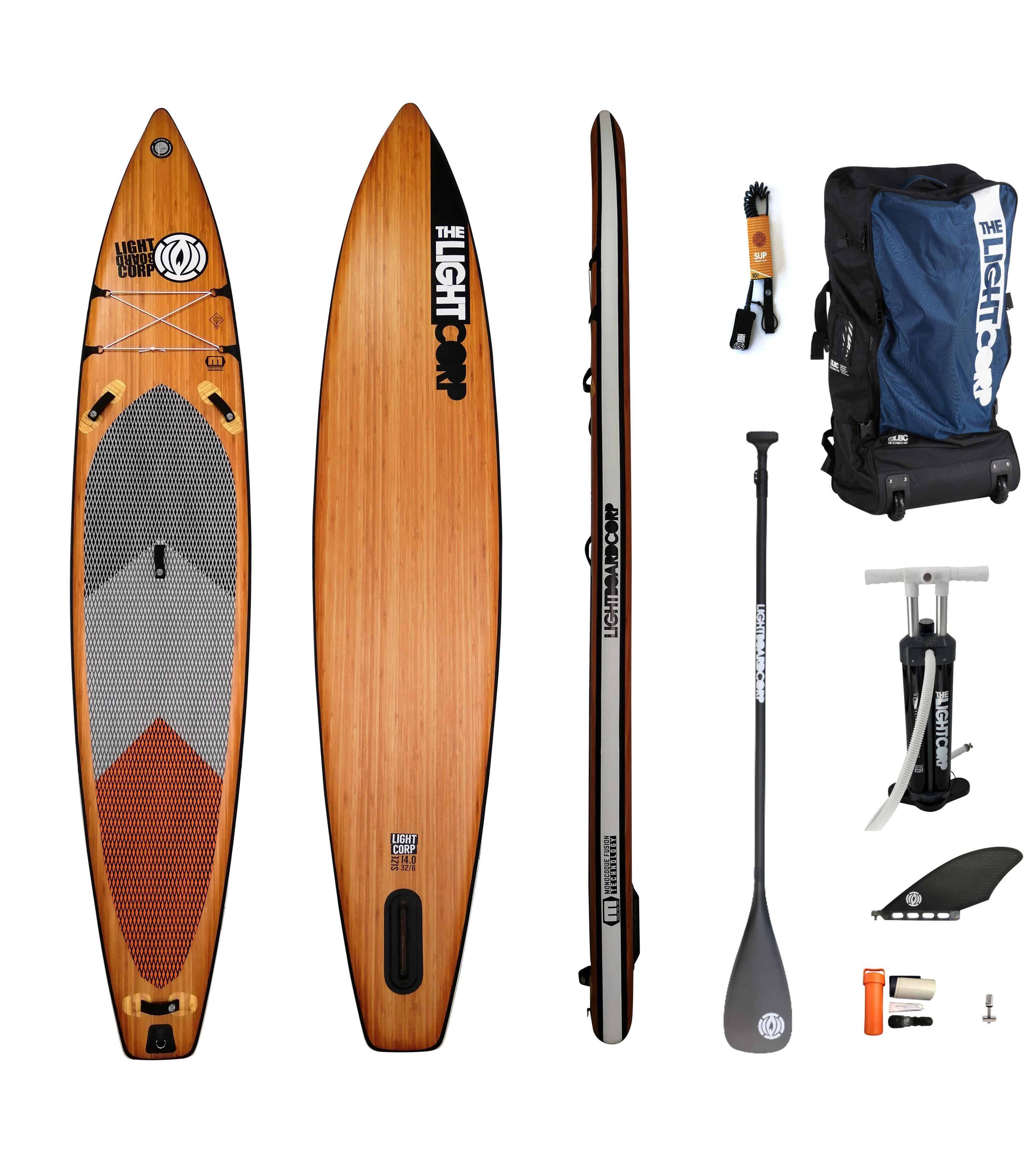 LIGHT BOARD CORP ISUP MFT WOOD TOURER SET 14´ x 32" x 6" incl. 3 tlg. Pro Endurance 100% Carbon P