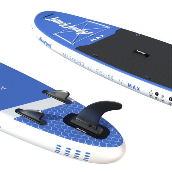 Aquaplanet Max 10'6 inflatable paddle board package in blue