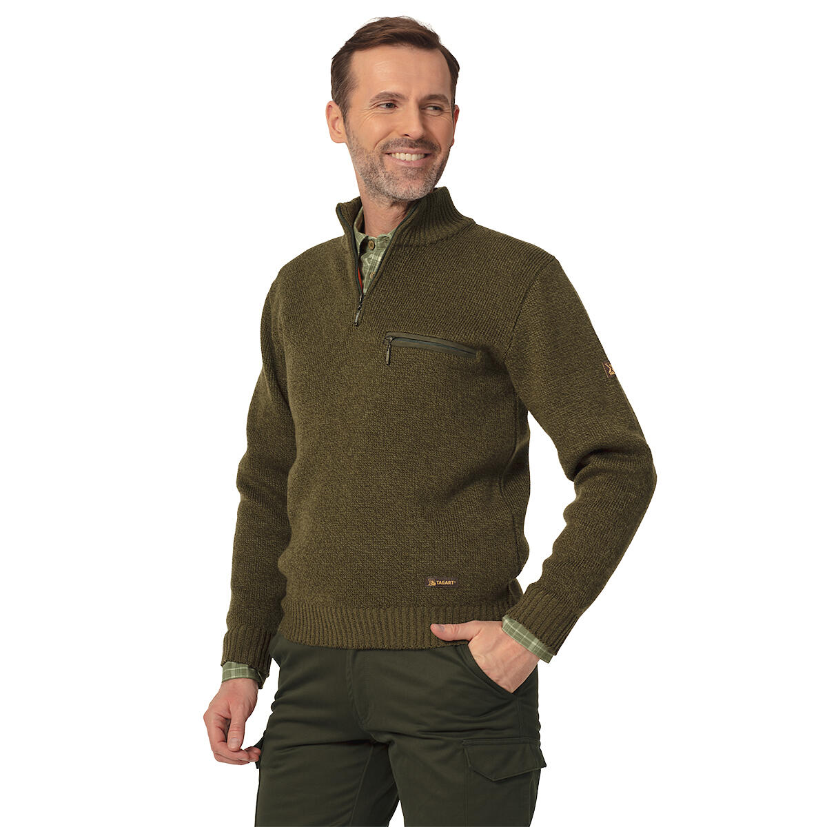 Tagart - Pull De Chasse Pour Homme Tagart Niko Avec Poche Poitrine Fonctionnelle - Pull - Vert - 56 3xl - Decathlon