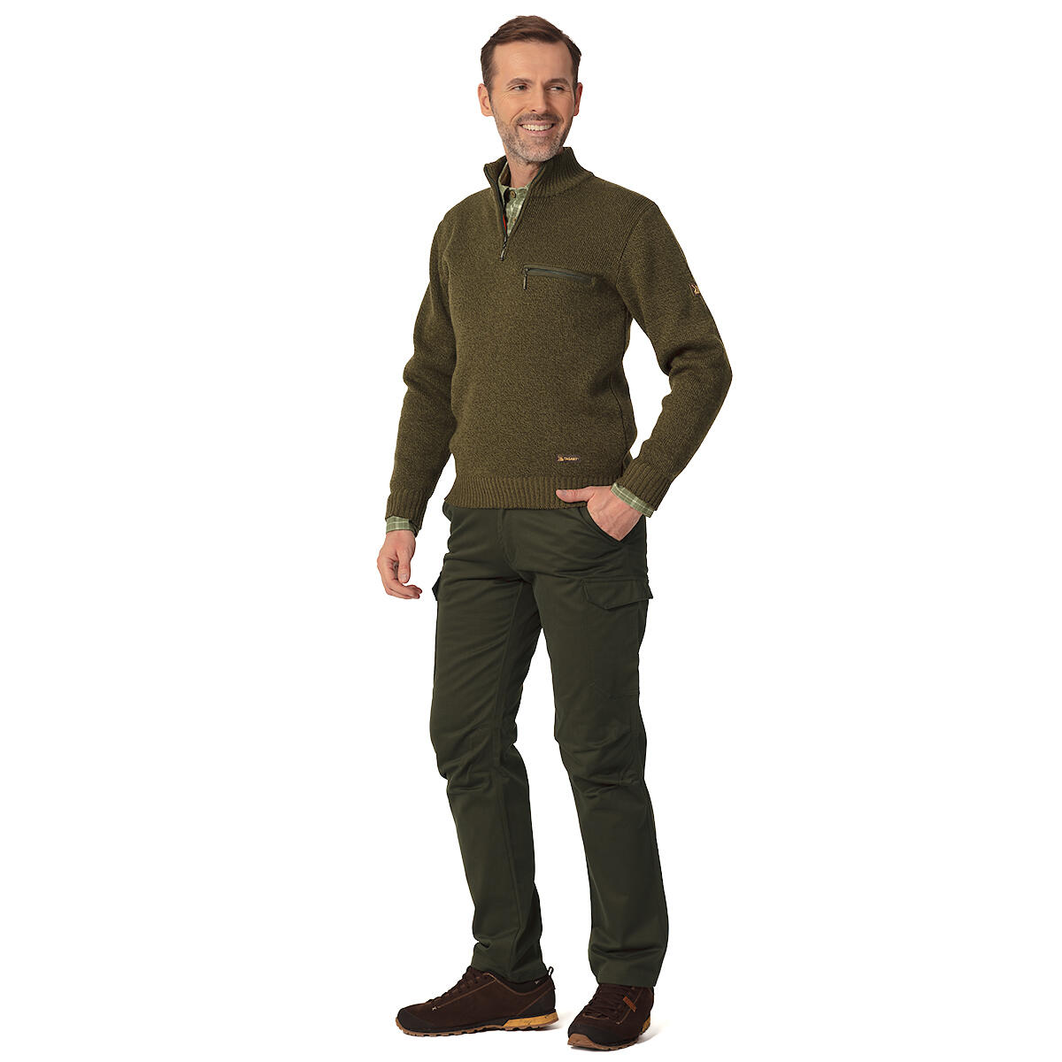 Suéter de caza para hombre con lana Tagart Niko verde 3/5