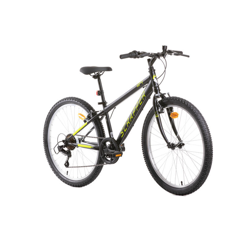 Roda raspadora de mountain bike infantil 24" 6 velocidades preto amarelo