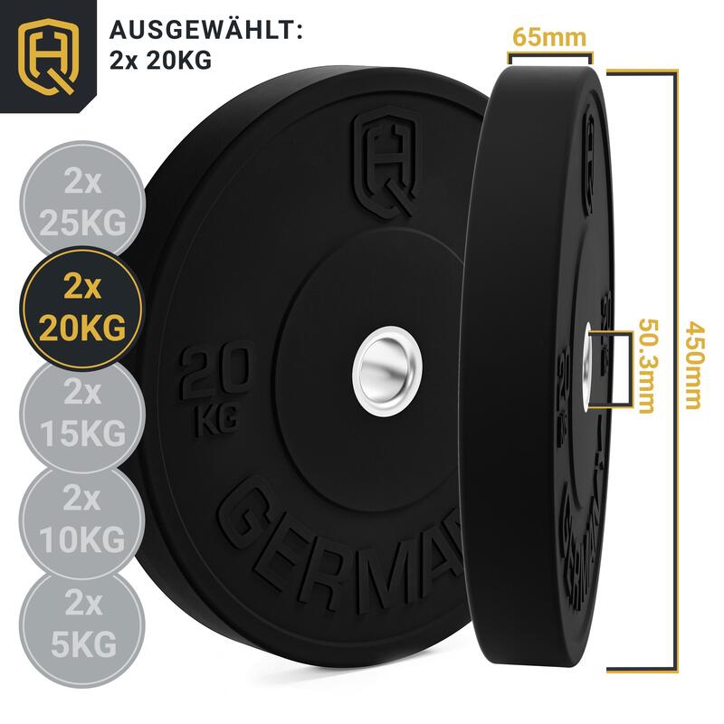 HQ Germany® Training Bumper Plates 50mm | Paar/Set | 5-25kg | Studio Qualität