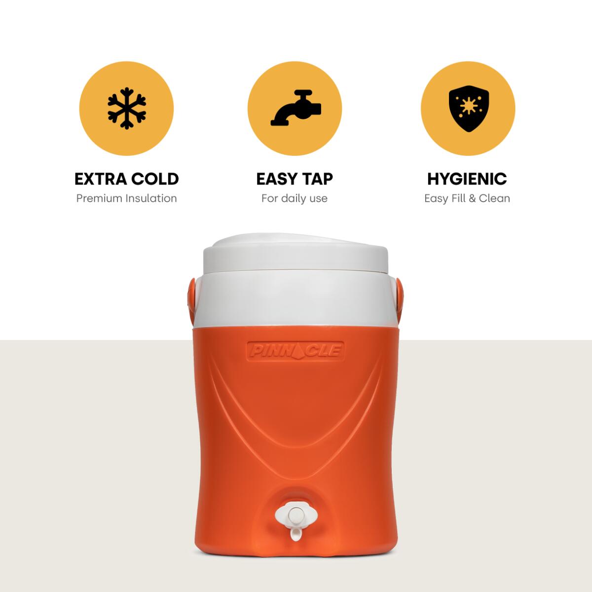 Pinnacle Platino 2 Gallon, Contenedor de Bebidas Aislado, 8L, Naranja 3/5