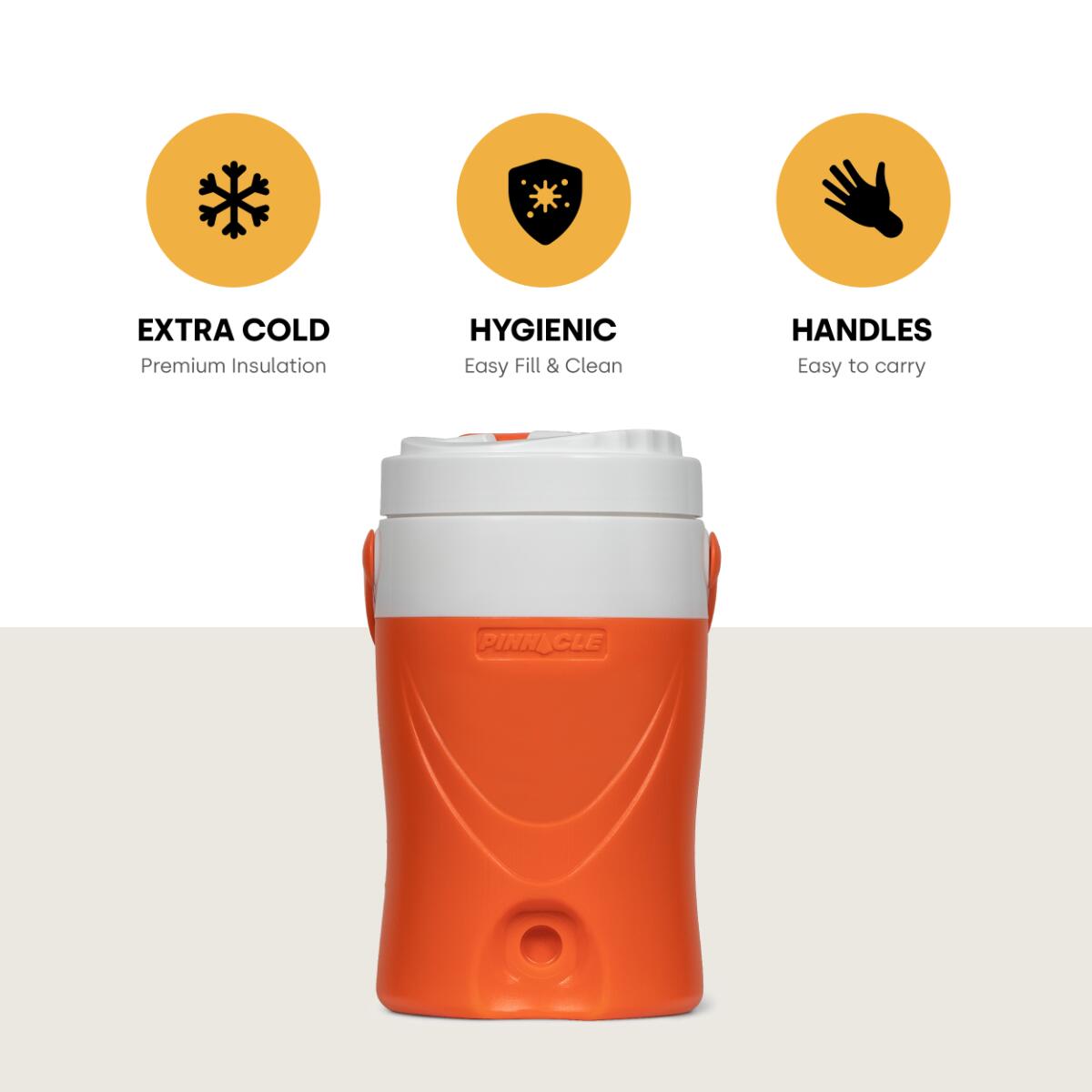 Pinnacle Platino 1 Gallon, Contenedor de Bebidas Aislado, 3.78L, Naranja 3/5