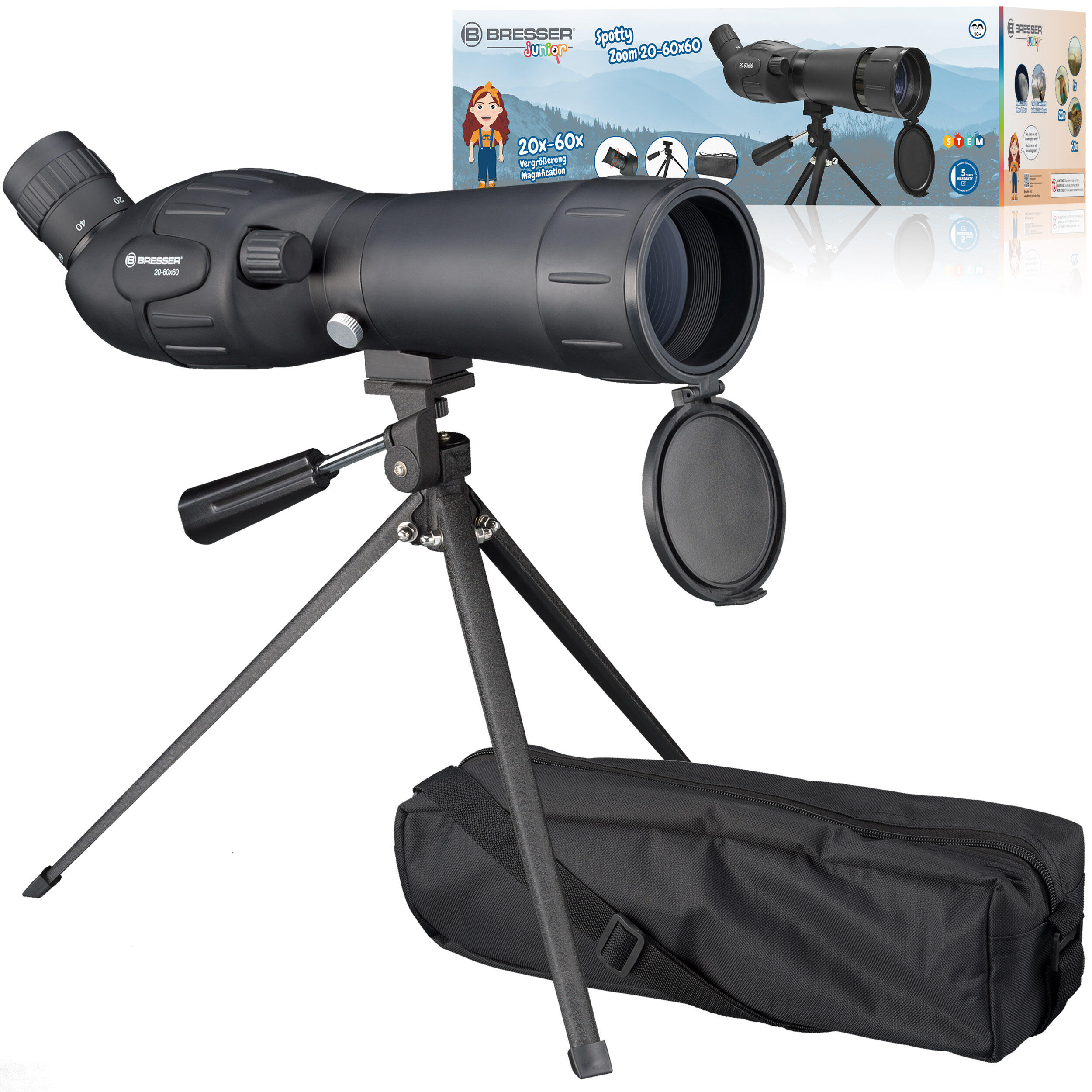 BRESSER Telescopio per osservazione terrestre Treppiede+Tripode+Borsa Comunioni