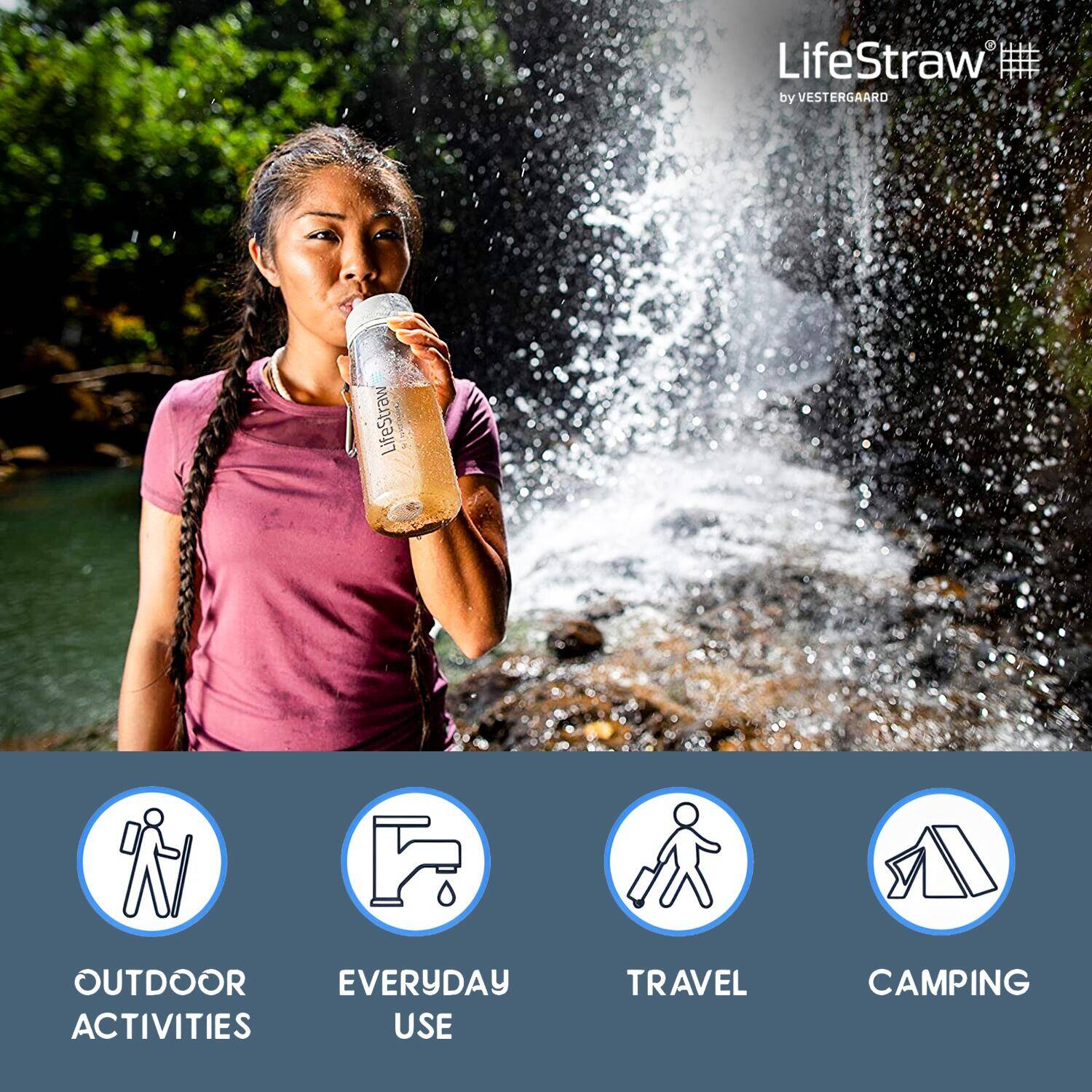 Go 2-Stage Water Filter Bottle - 650 ml with Activated Carbon Filter -  3