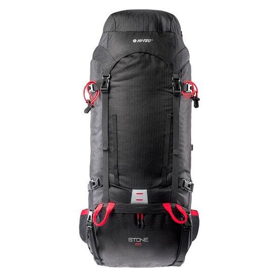 Adulto Unisex 65 L Zaino Da Trekking Hi-Tec Stone Nero Rosso Alto Rischio