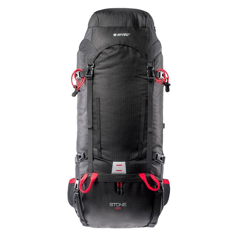 Unisex volwassene stone 65L wandelrugzak (Zwart/hoog risico rood)