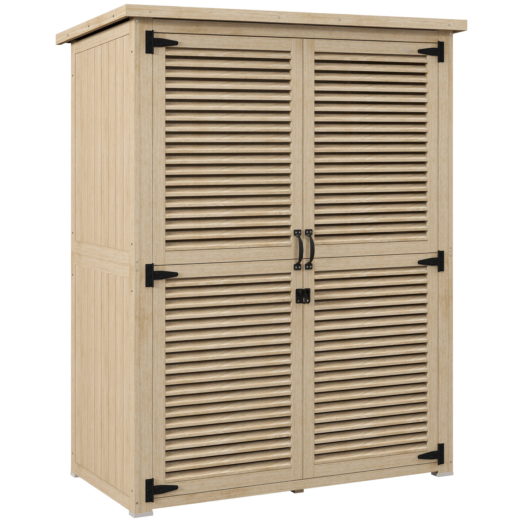 Caseta almacenamiento de Madera Outsunny 127x65x168 cm Madera Natural 1/7