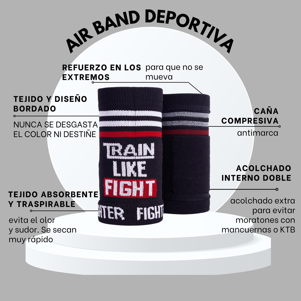 Pulseiras técnicas Air Band Trainlikefight Preto 3/4