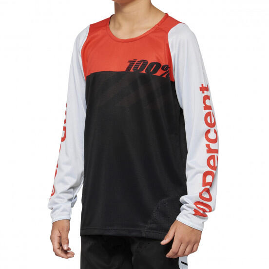 100% Camisola de manga comprida para jovens R-CORE SP22 Preto/Vermelho