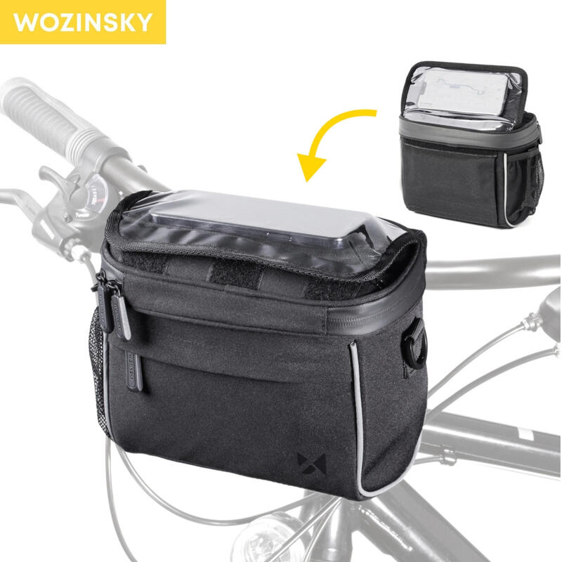 Wozinsky torba rowerowa na kierownicę torba rowerowa na ramię czarna (WBHBB-01)