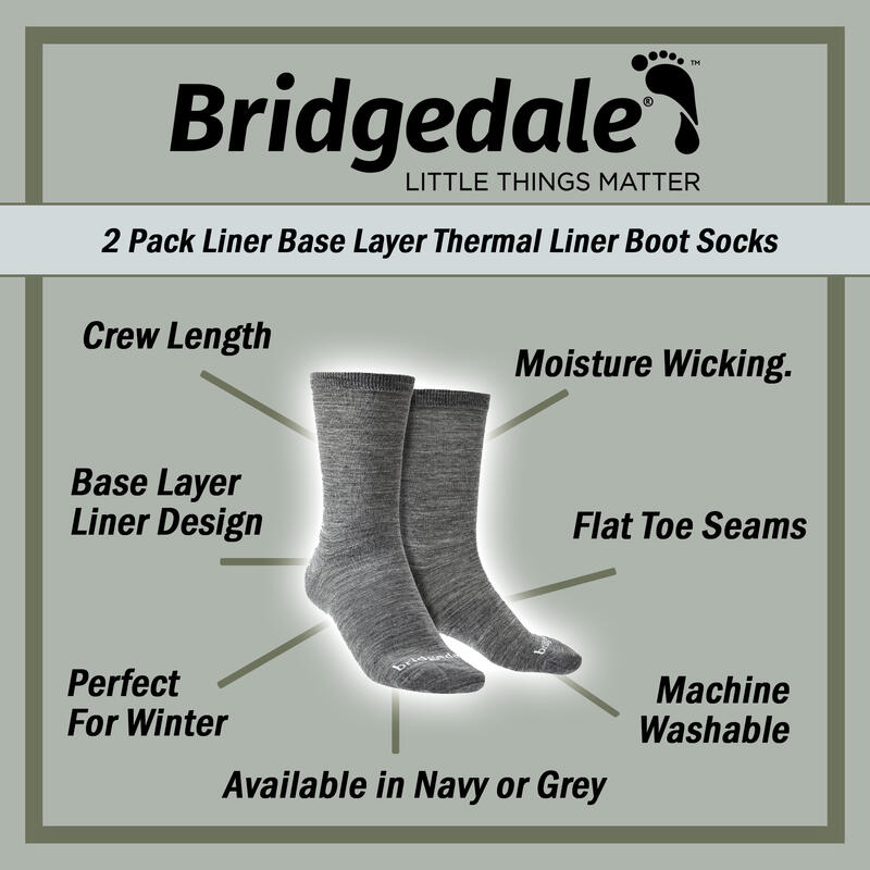 Skarpety do turystyki męskie Bridgedale Base Layer Thermal Liner Boot 2 pary
