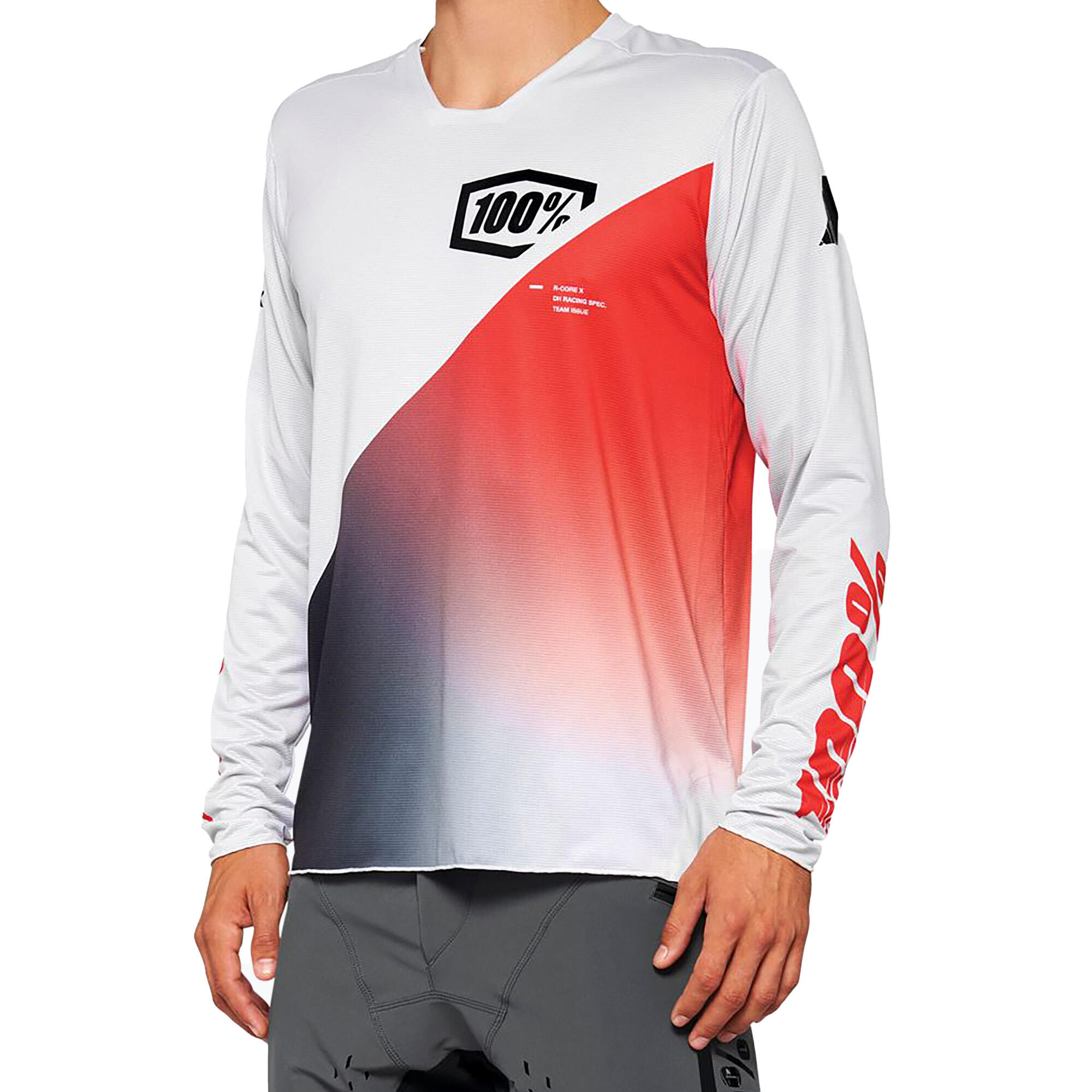 Langarmtrikot 100% R-Core-X Grau / Rot Racer 3/3