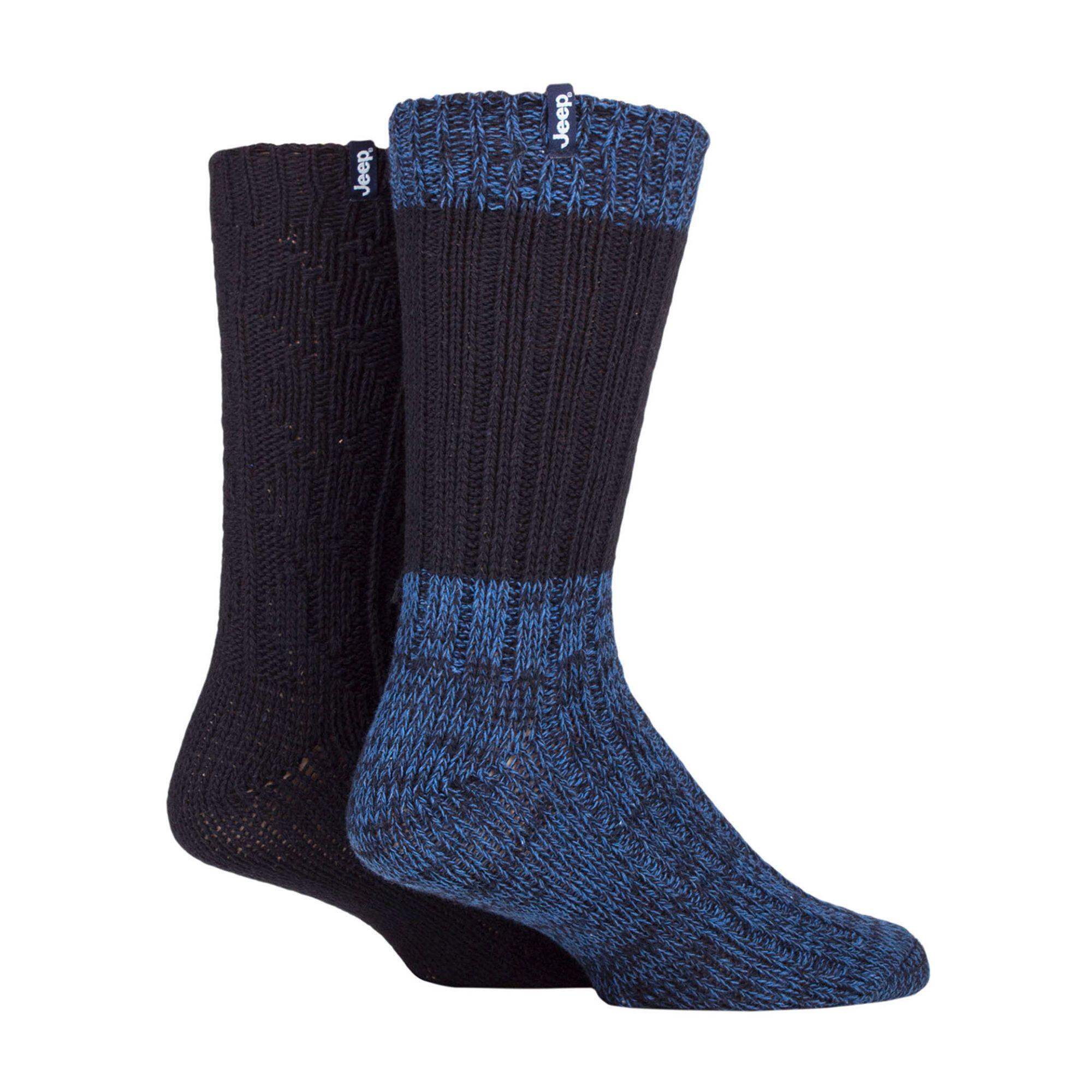 Mens Heavyweight Ribbed Cable Knit Wool Hiking Socks 1/3