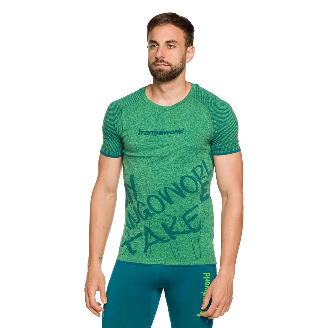 Camiseta de Trail Running para Hombre Trangoworld Cheust Verde/Azul 1/6