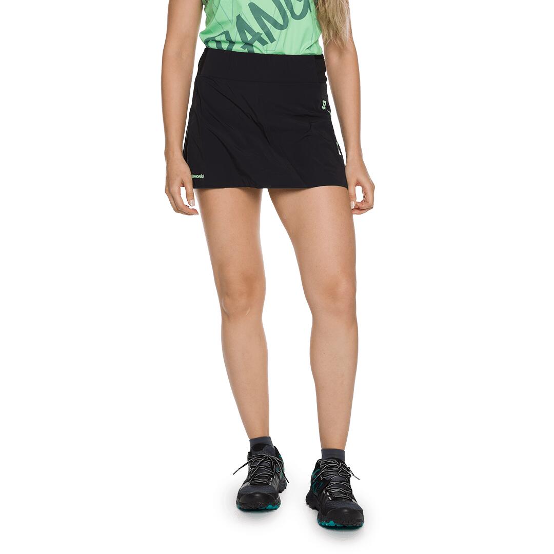 Falda de Trail Running para Mujer Trangoworld Moreta Negro/Verde 3/7