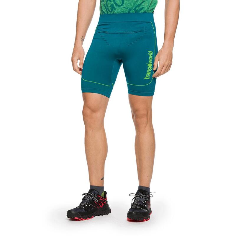 Pantalones cortos de Trail Running para Hombre Trangoworld Omex Azul/Verde