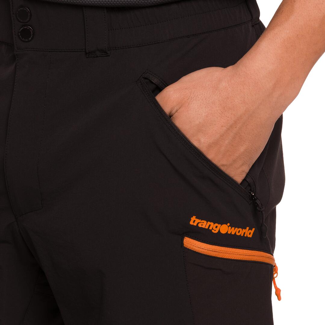 Pantalones cortos para Hombre Trangoworld Stuor Negro/Negro/Naranja protección 5/7