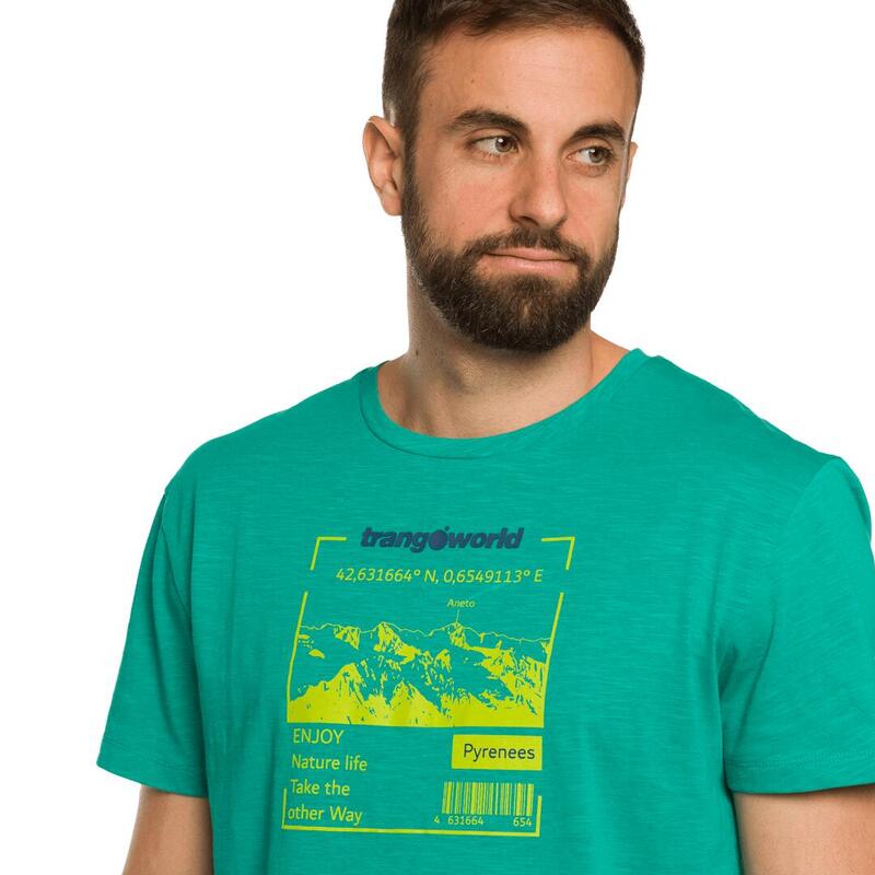 Camiseta para Hombre Trangoworld Aruca Verde/Azul protección UV+30