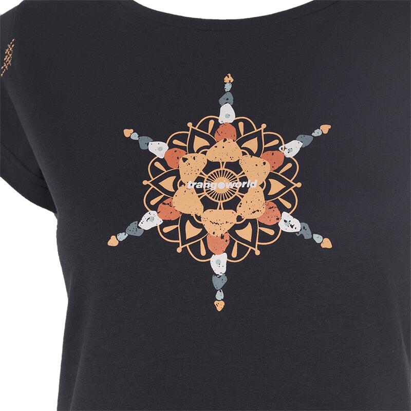 Camiseta de manga corta para Mujer Trangoworld Mandala Negro