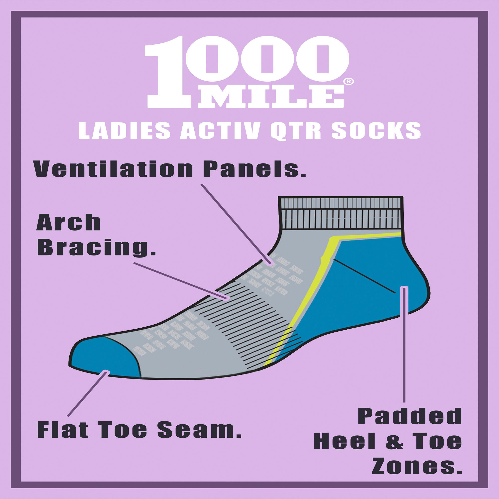 1 Pack Ladies Activ QTR Repreve Socks 4/4