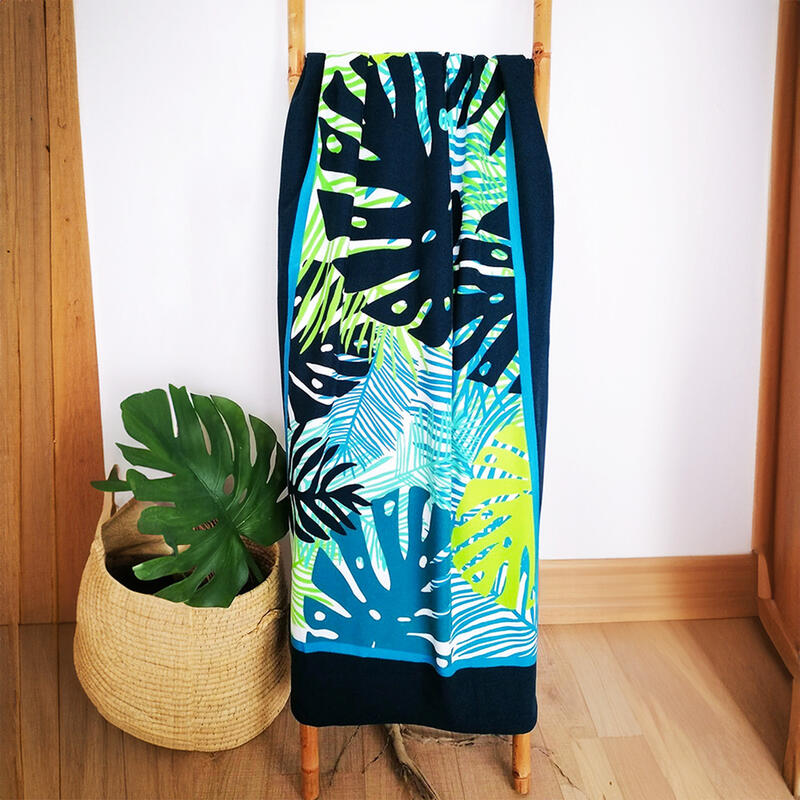 Tropical Leaves bedrucktes Strandtuch aus Mikrofaser 100% Polyester