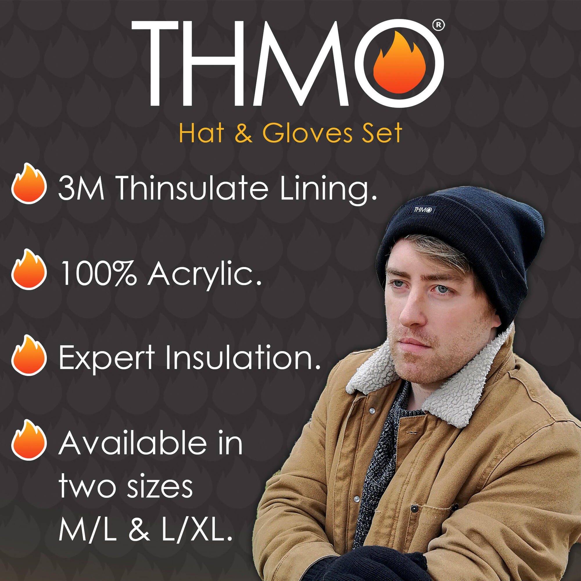 Mens Thinsulate Warm Acrylic Knitted Thermal Hat & Gloves Set for Winter 4/4
