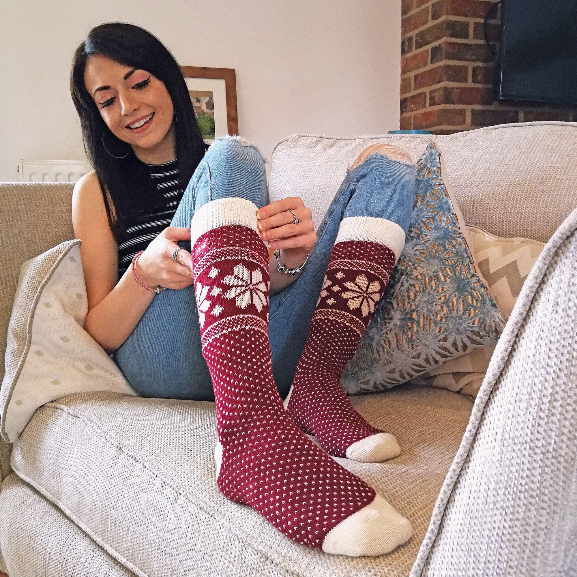 THMO - Femme Polaire Epaisse Vintage Fantaisie Chaussettes en Laine pour Hiver 3/7