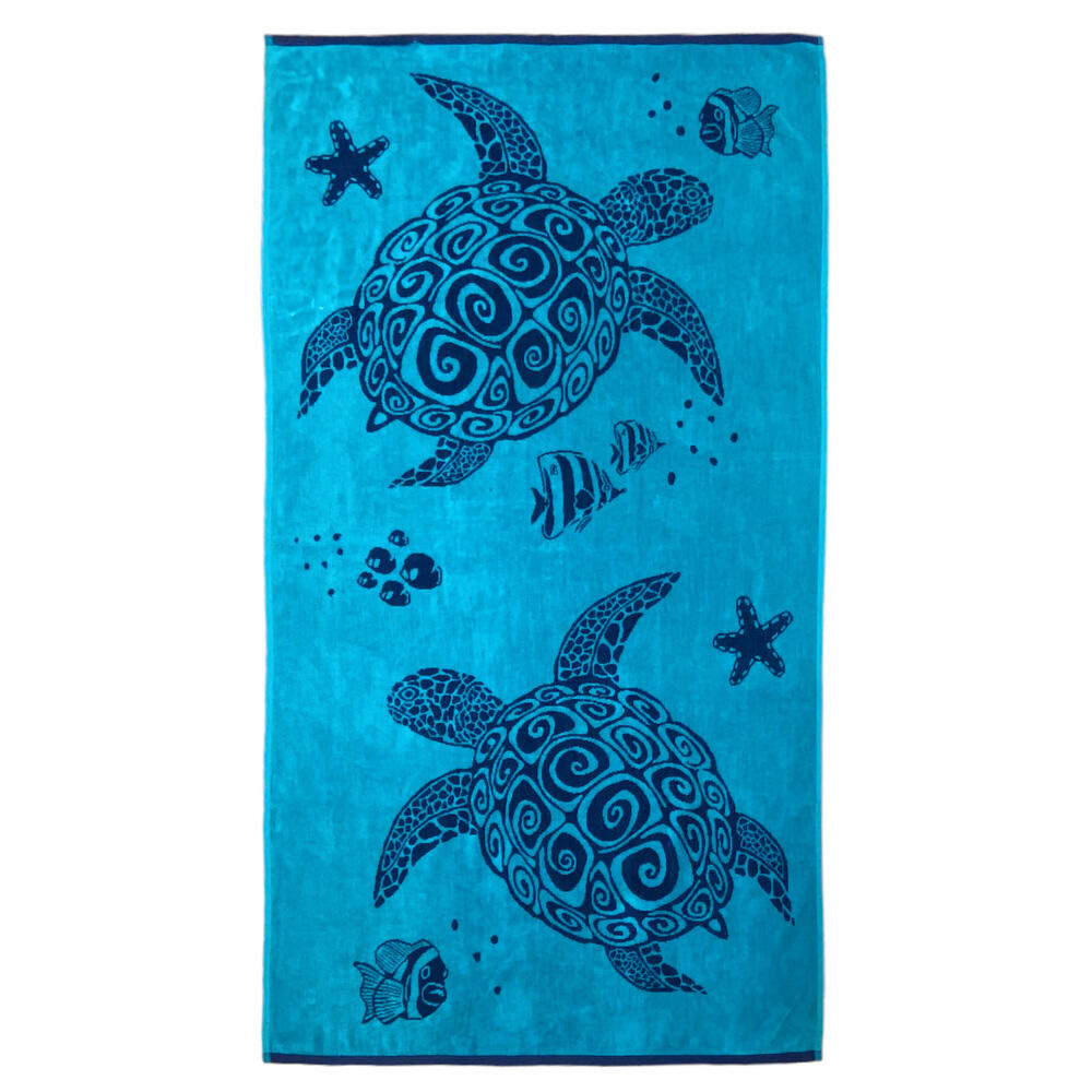 Toalha de Praia Felpa Veludo Jacquard Azul 90x170 400g/m² - Osa