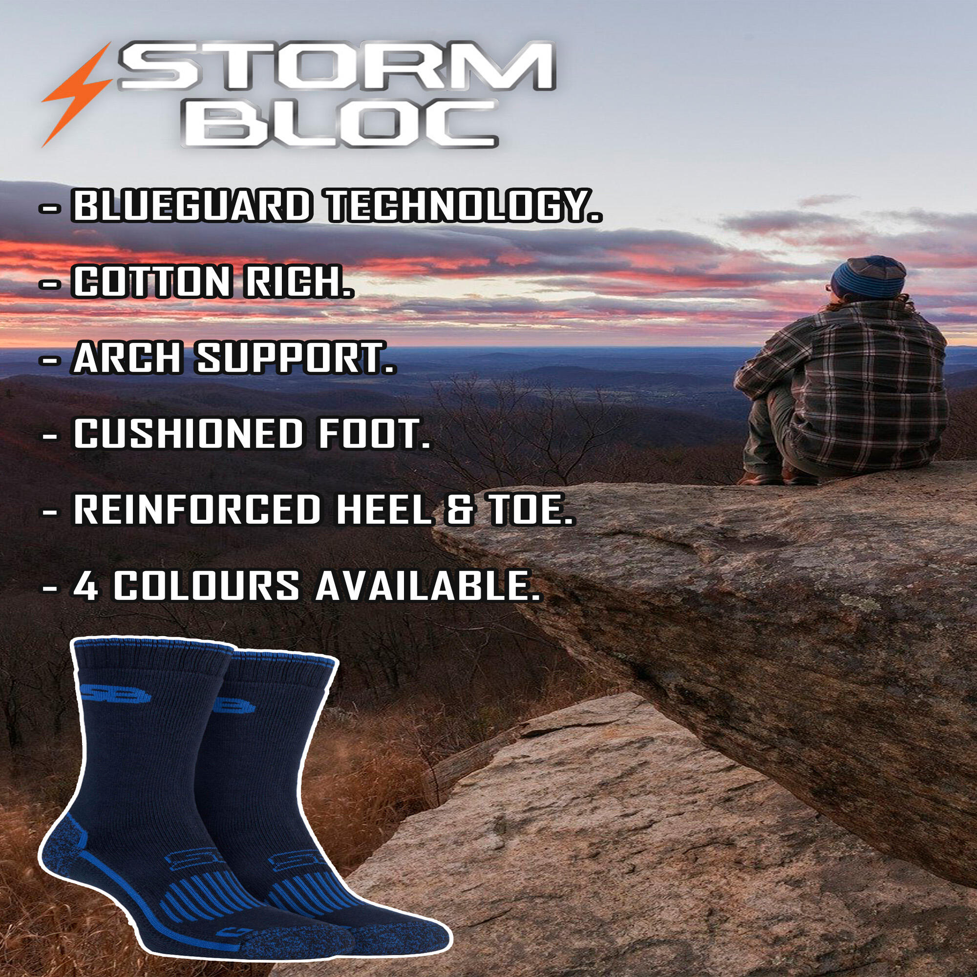 2 Pack Mens Heavy Duty Reinforced Cotton Socks for Boots 3/4