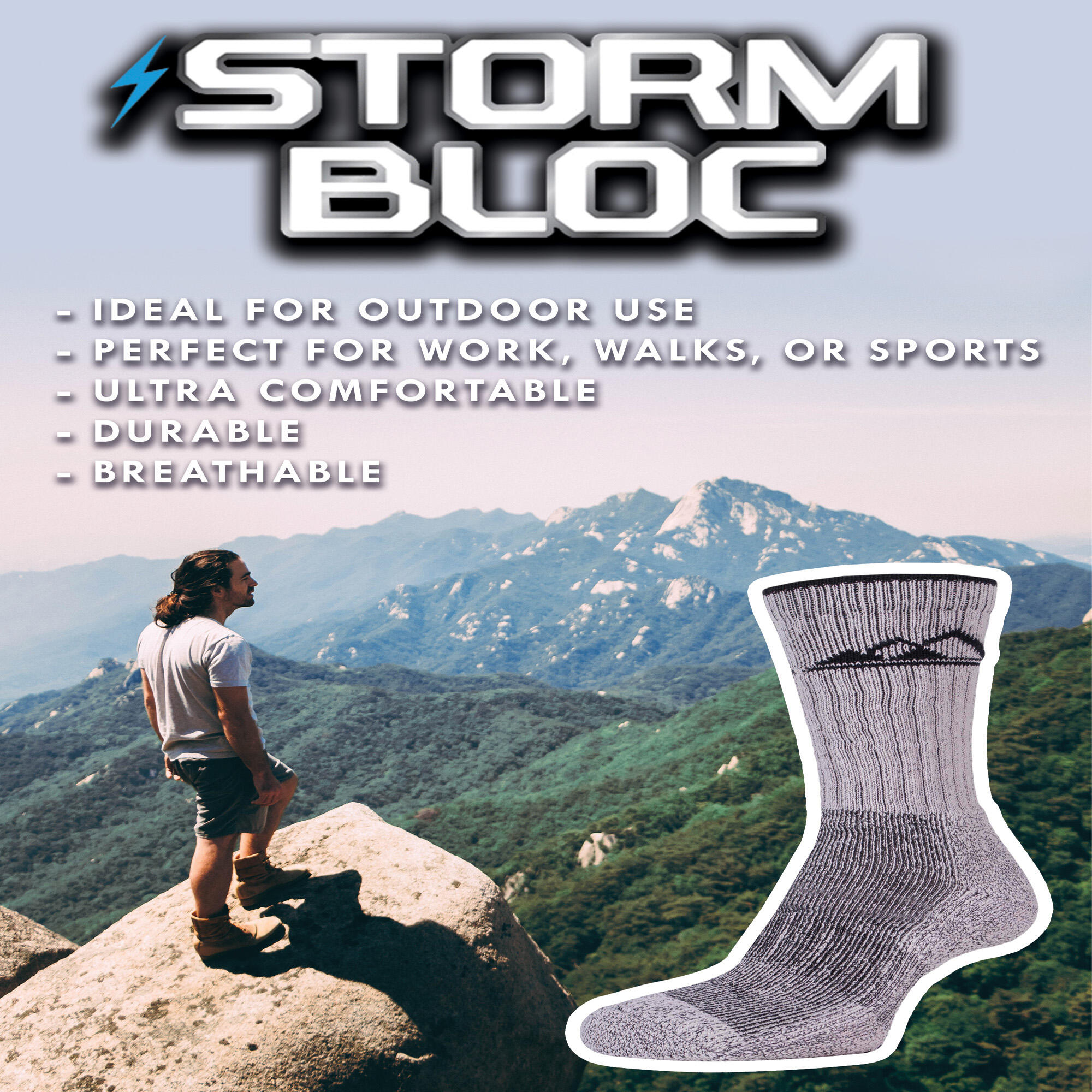 3 Pairs Mens Heavy Cushioned Breathable Outdoor Cotton Hiking Socks 3/6