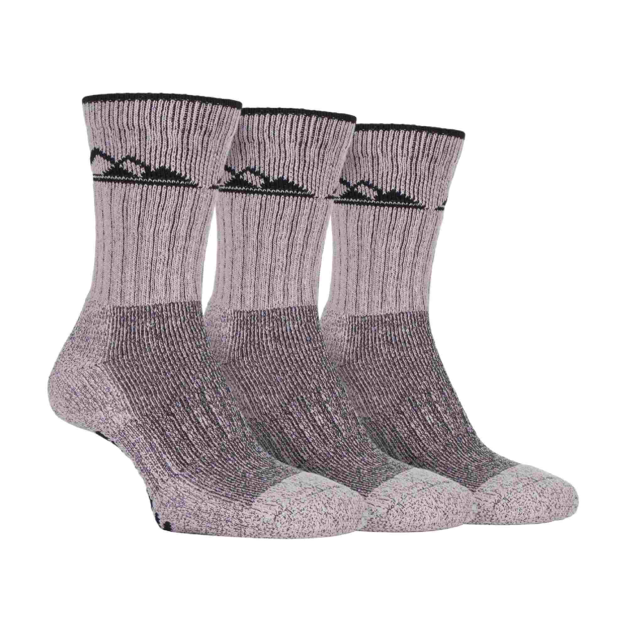 STORM BLOC Socks Hiking Women Cushion Sole Cotton Rich 3 Pack, Grey