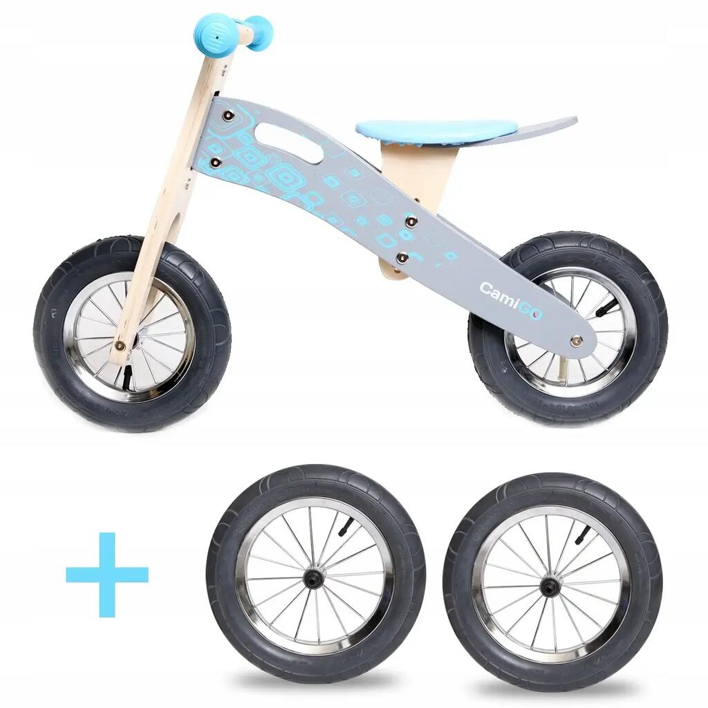 Wooden Balance Bike with Inflatable 10″ and 12″ Wheels – BLUE