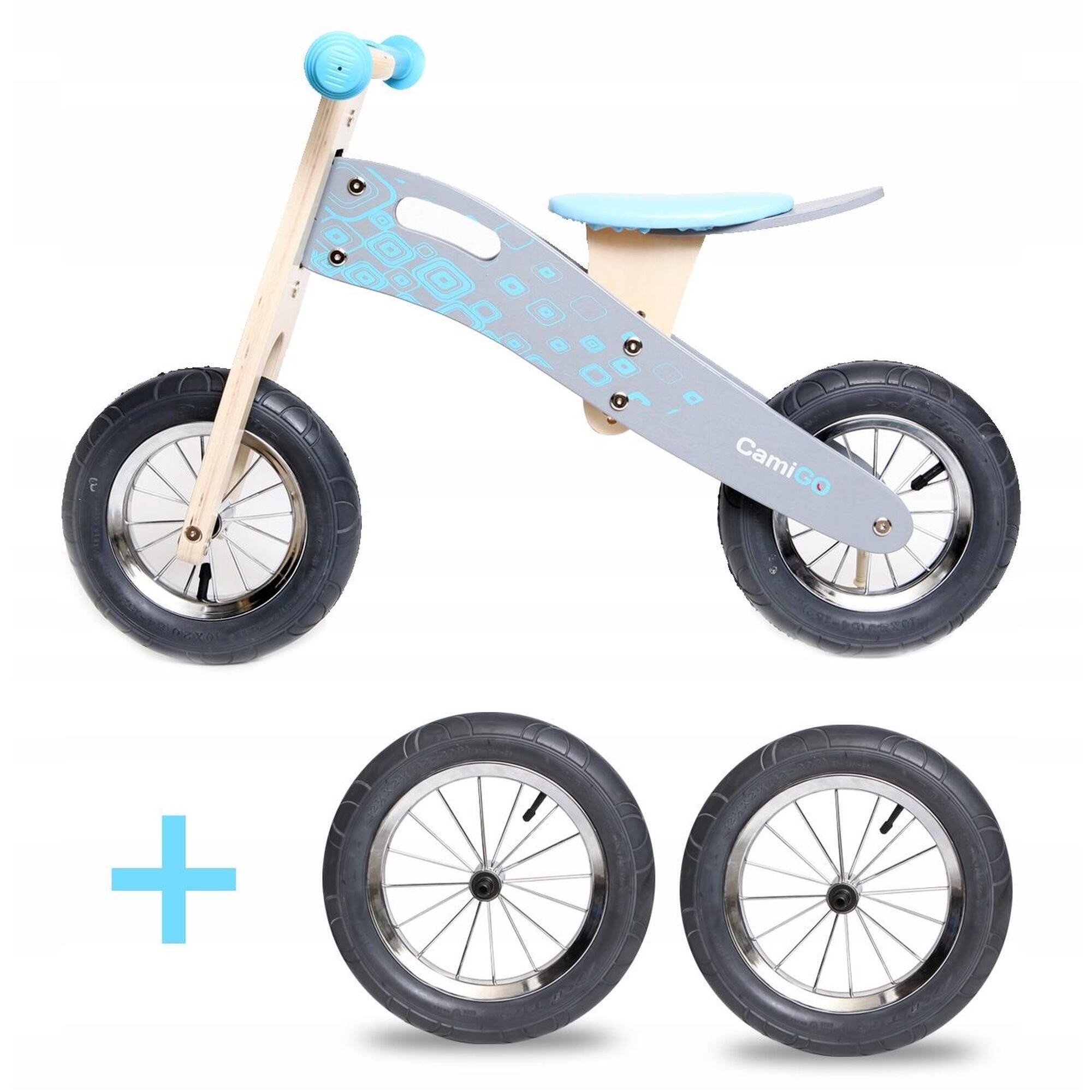 Onyx - Vélo D'Équilibre En Bois Avec Roues Gonflables De 10 Et 12 Pouces Bleu - Draisienne - Bleu - Decathlon