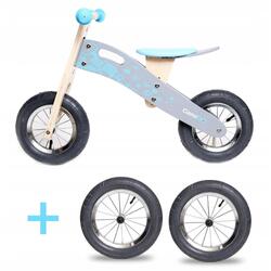 Vélo d'équilibre en bois avec roues gonflables de 10 et 12 pouces Bleu