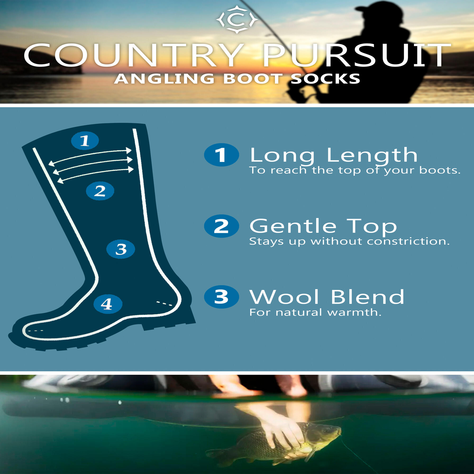 Mens Knee High Thick Heavy Outdoor Fisherman Socks for Angling 3/3